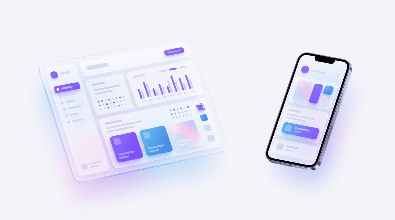 Illustration of the Zylzio CRM dashboard and mobile app